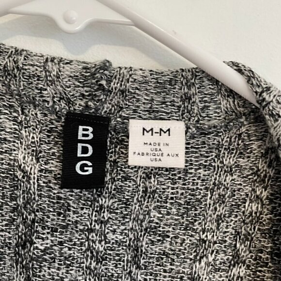 BDG URBAN OUTFITTERS UO Hooded Ribbed Cardigan Black White Marled Open Sweater - Picture 5 of 16